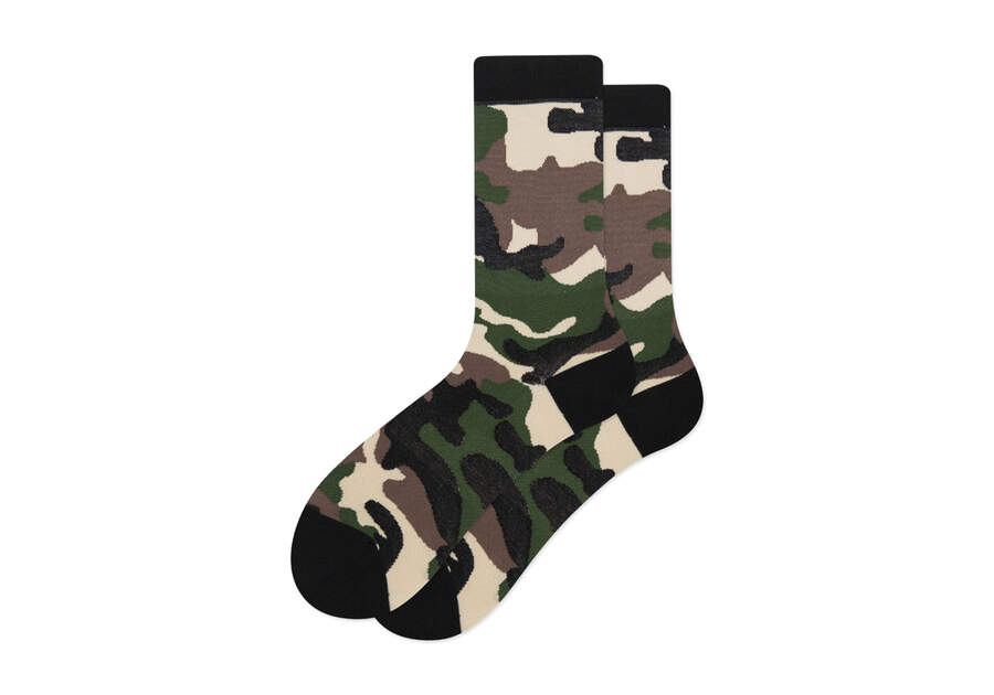 Light Cushioned  Crew  Socks Camo Front View