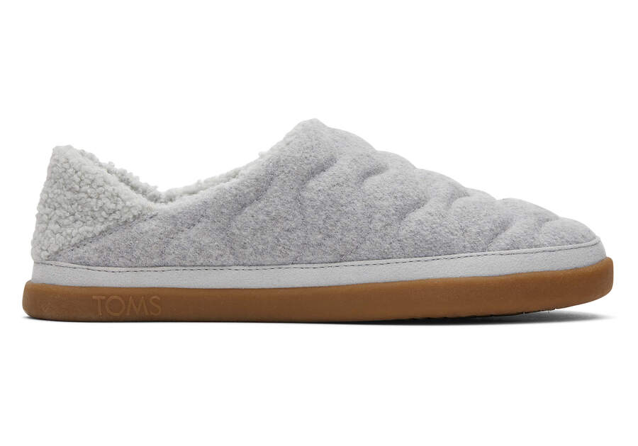 Women's Grey Quilted Felt Slippers | TOMS