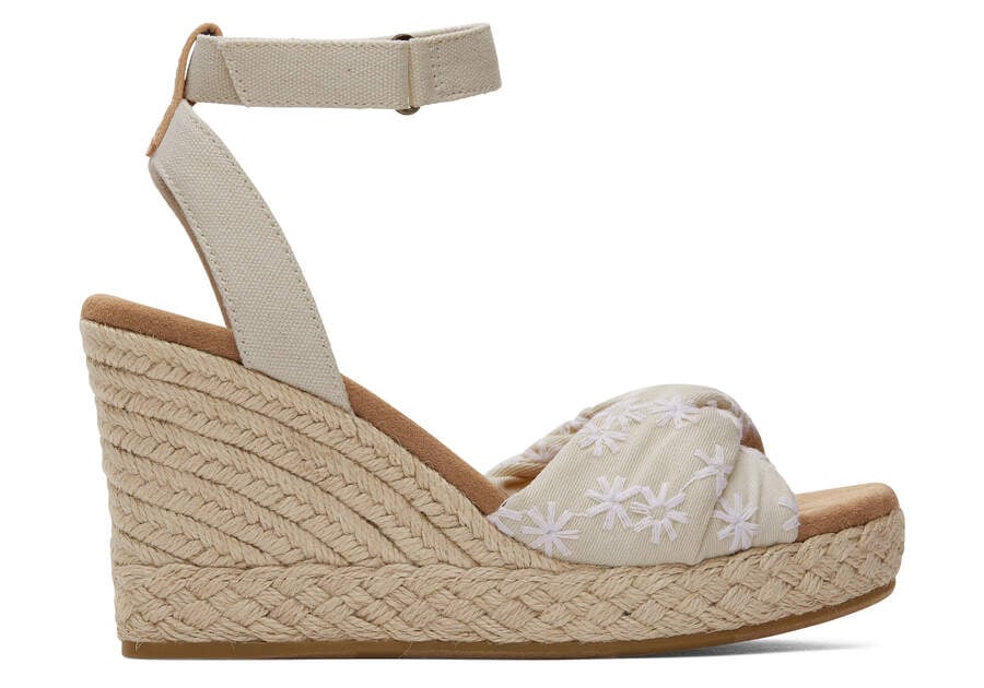 Marisela Floral Embroidered Wedge Sandal Side View Opens in a modal