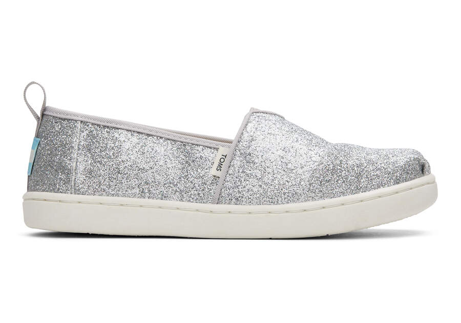 Youth Alpargata Silver Glimmer Kids Shoe Side View Opens in a modal