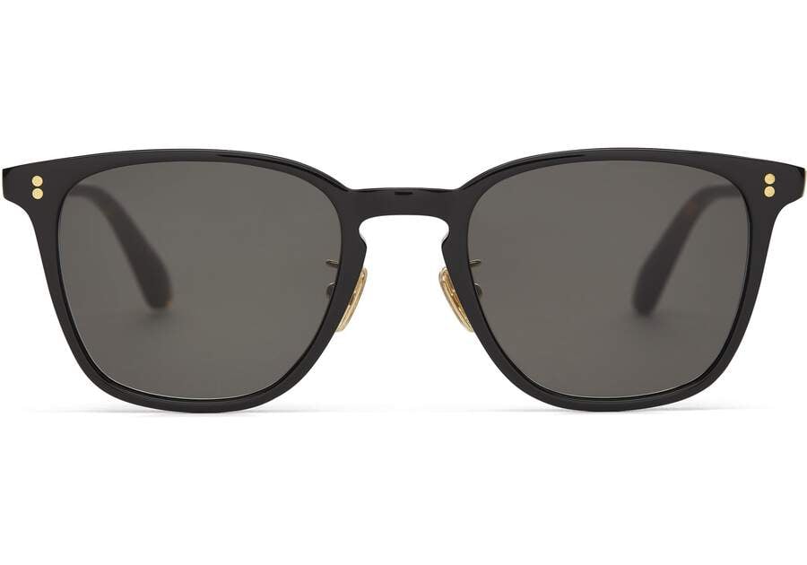 Emerson Black Handcrafted Sunglasses Front View