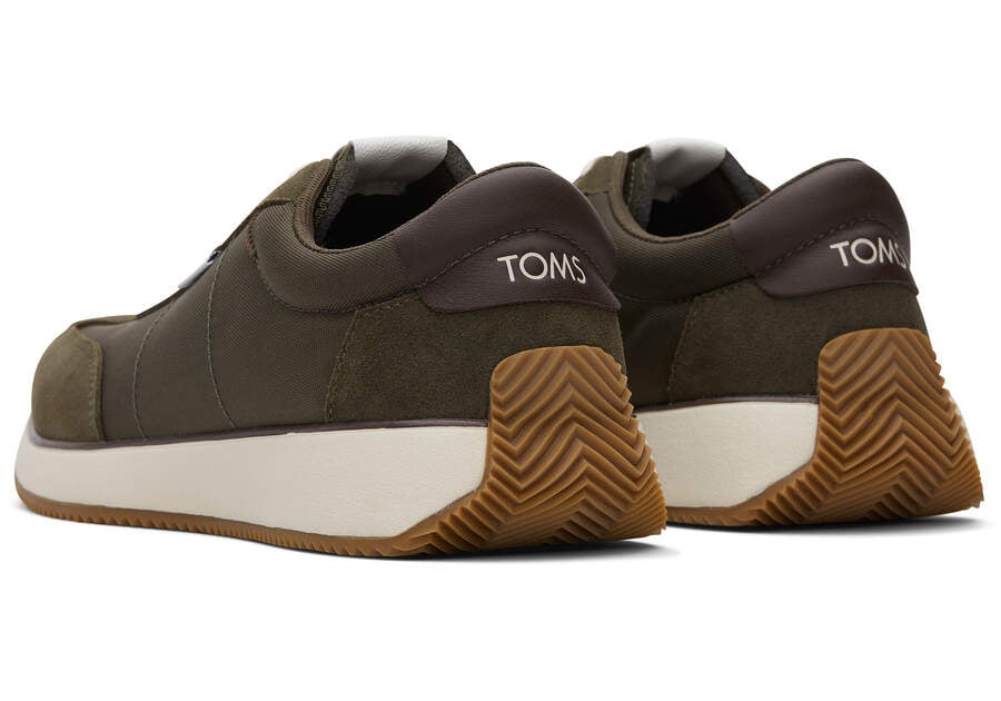 Wyndon Olive Jogger Sneaker Back View Opens in a modal
