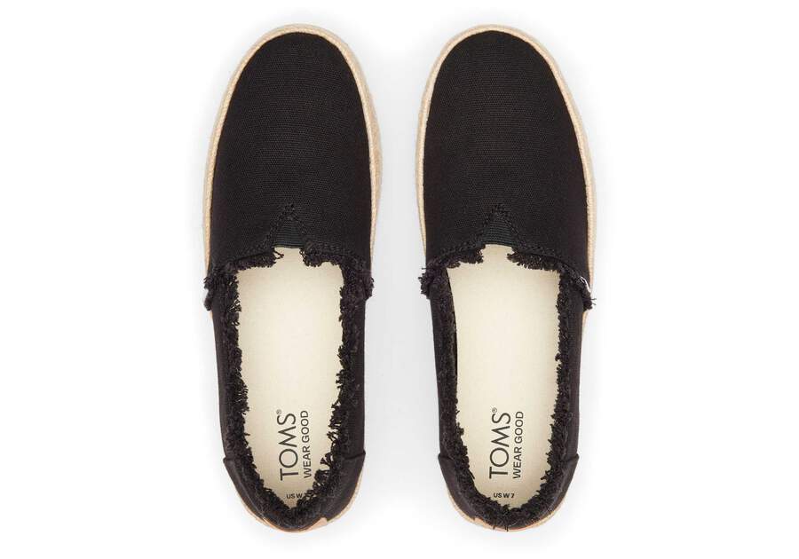 Valencia Black Canvas Platform Espadrille Top View Opens in a modal
