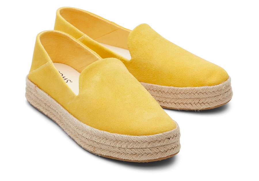 Carolina Yellow Suede Espadrille Front View