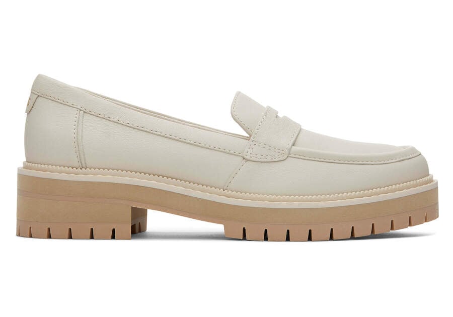 Cara Light Sand Leather Loafer Side View Opens in a modal