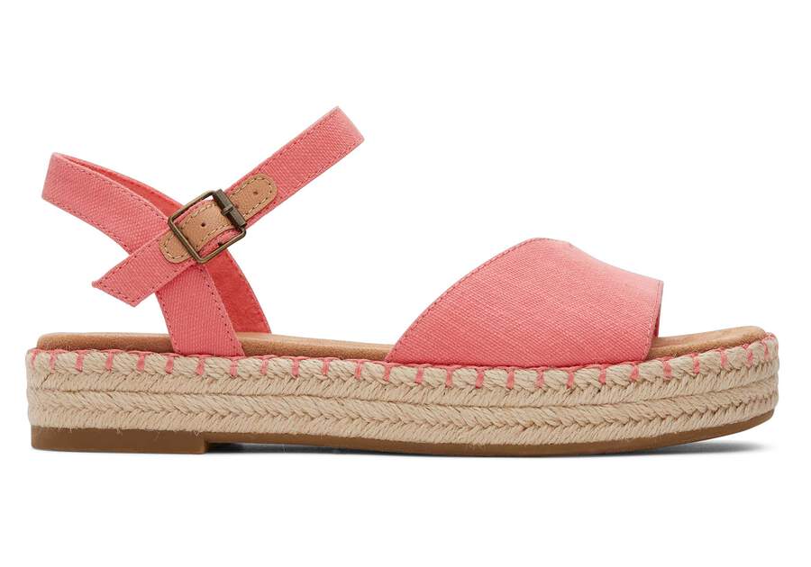 Abby Pink Flatform Espadrille Sandal Side View Opens in a modal