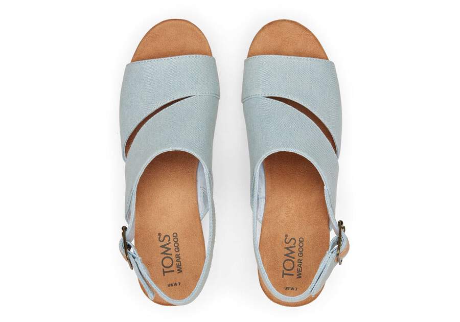 Claudine Blue Denim Wedge Sandal Top View Opens in a modal