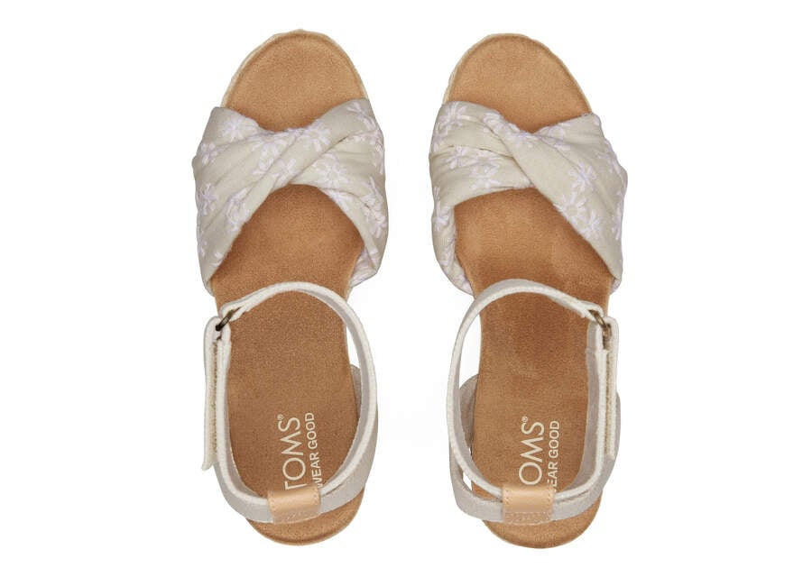Marisela Floral Embroidered Wedge Sandal Top View Opens in a modal