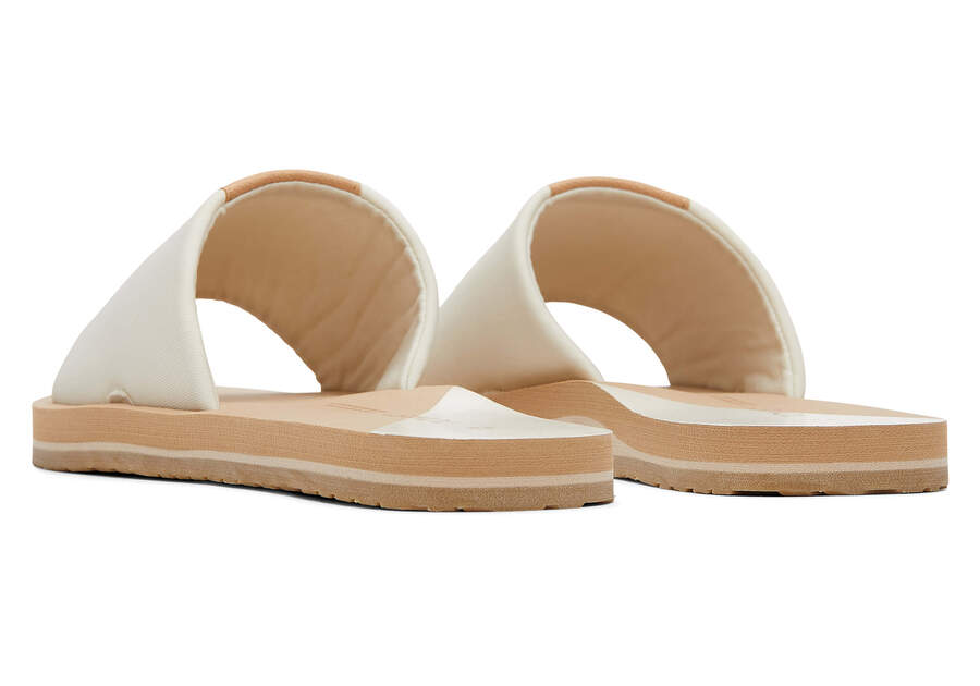 Carly White Jersey Slide Sandal Back View Opens in a modal