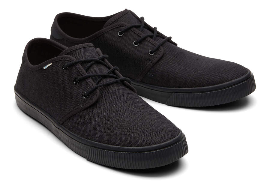 Carlo All Black Heritage Canvas Lace-Up Sneaker Front View Opens in a modal