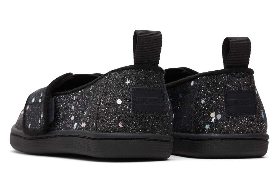 Alpargata Black Cosmic Glitter Toddler Shoe Back View Opens in a modal