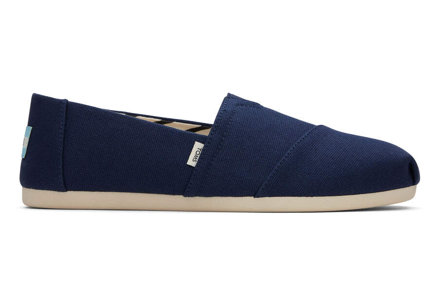 Alpargata Navy Recycled Cotton Canvas Side View Opens in a modal