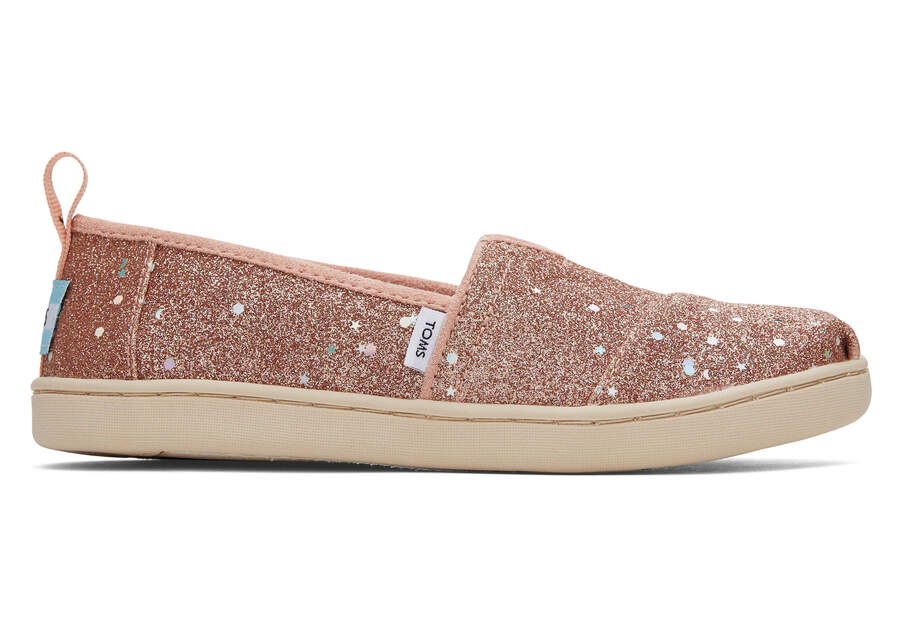 Youth Alpargata Rose Gold Cosmic Glitter Kids Shoe Side View Opens in a modal