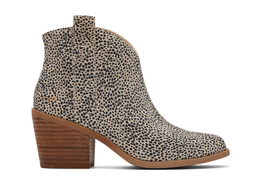 Constance Mini Cheetah Suede Heeled Boot Side View Opens in a modal