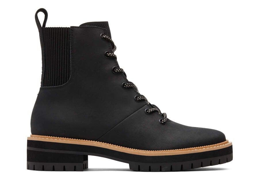 Frankie Black Water Resistant Lace-Up Boot Side View Opens in a modal