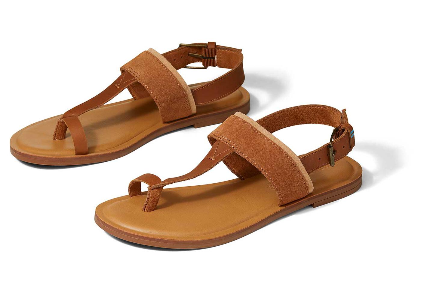 Tan Leather Bree Toe Loop Womens Flat Sandal | TOMS