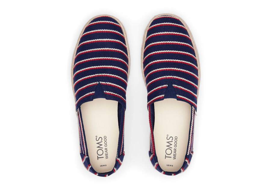 Alpargata Navy Woven Stripes Rope 2.0 Espadrille Top View Opens in a modal