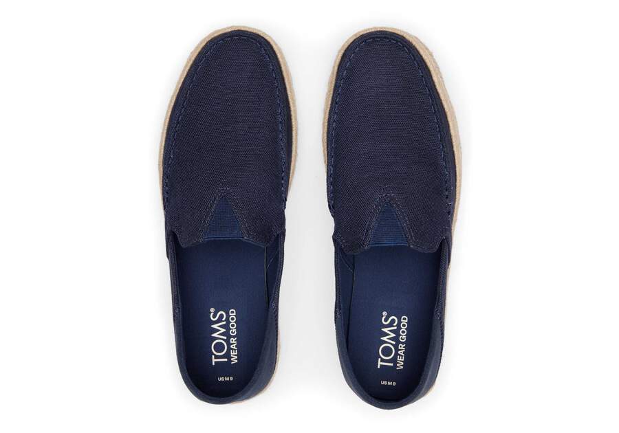 Alonso Navy Heritage Canvas Rope Loafer Top View Opens in a modal