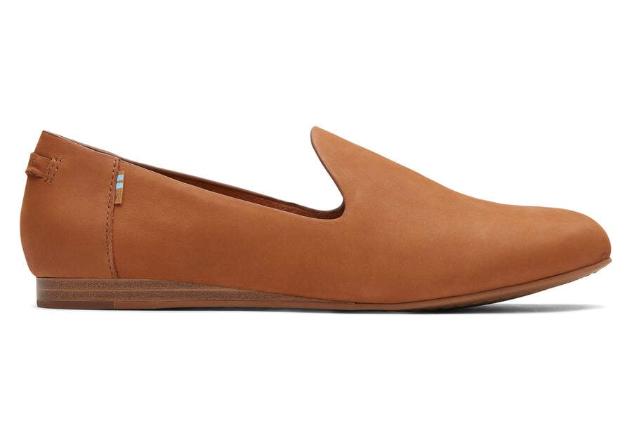 Darcy Tan Leather Flat Side View Opens in a modal