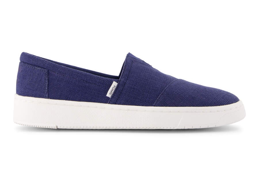 TRVL LITE Alpargata Blue Slip On Sneaker Side View Opens in a modal