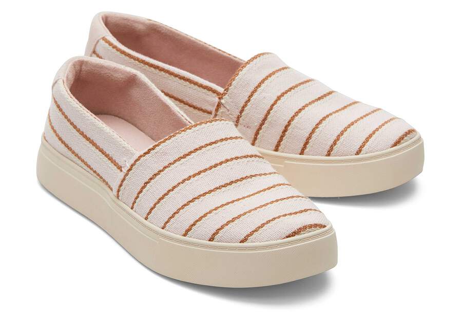 Kameron Pink Stripes Slip On Sneaker Front View Opens in a modal