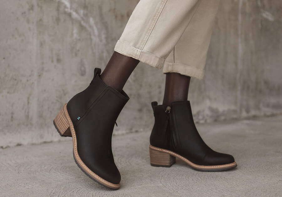 Marina Black Leather Heeled Boot 
