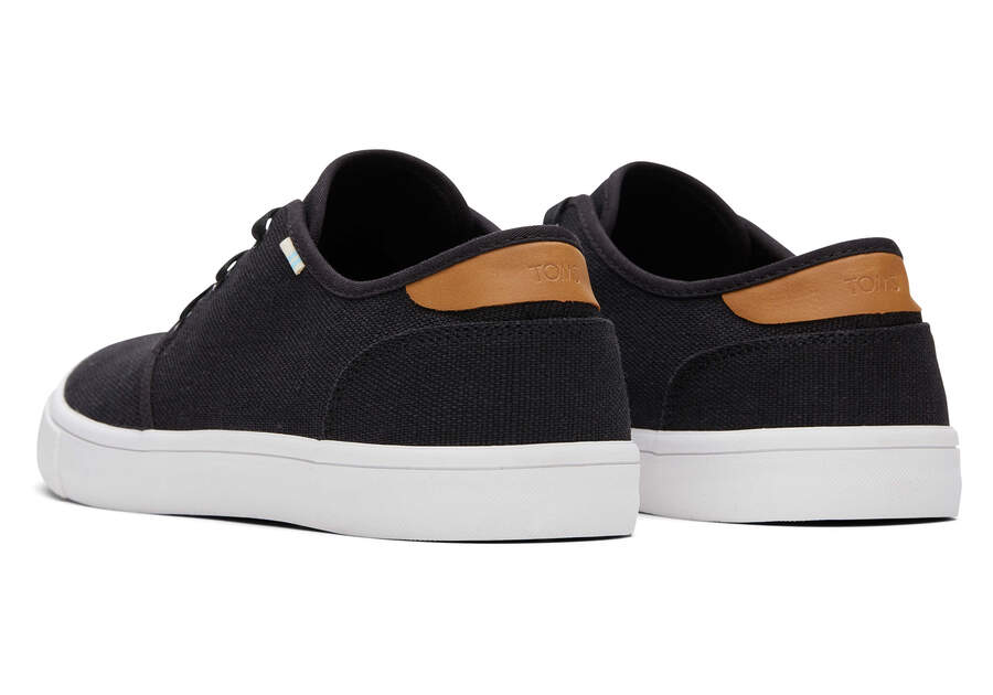 Carlo Black Heritage Canvas Lace-Up Sneaker Back View Opens in a modal