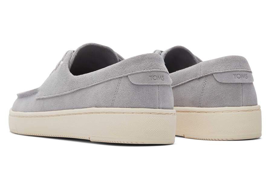 TRVL LITE London Grey Suede Loafer Back View Opens in a modal