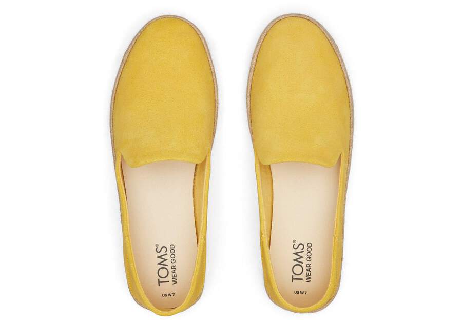 Carolina Yellow Suede Espadrille Top View Opens in a modal