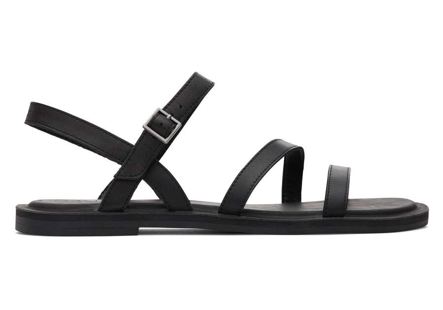 Kira Black Leather Strappy Sandal Side View Opens in a modal