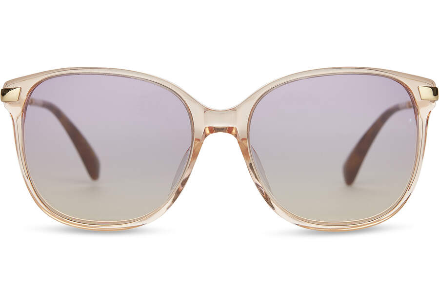 Sandela 201 Peach Crystal Handcrafted Sunglasses Front View Opens in a modal
