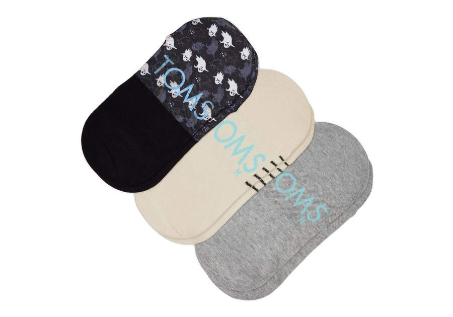 Ultimate No Show Socks Spooky 3 Pack Bottom Sole View
