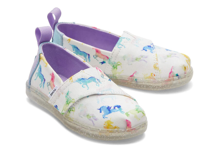 Tiny Alpargata Watercolor Unicorns Toddler Shoe Front View Opens in a modal