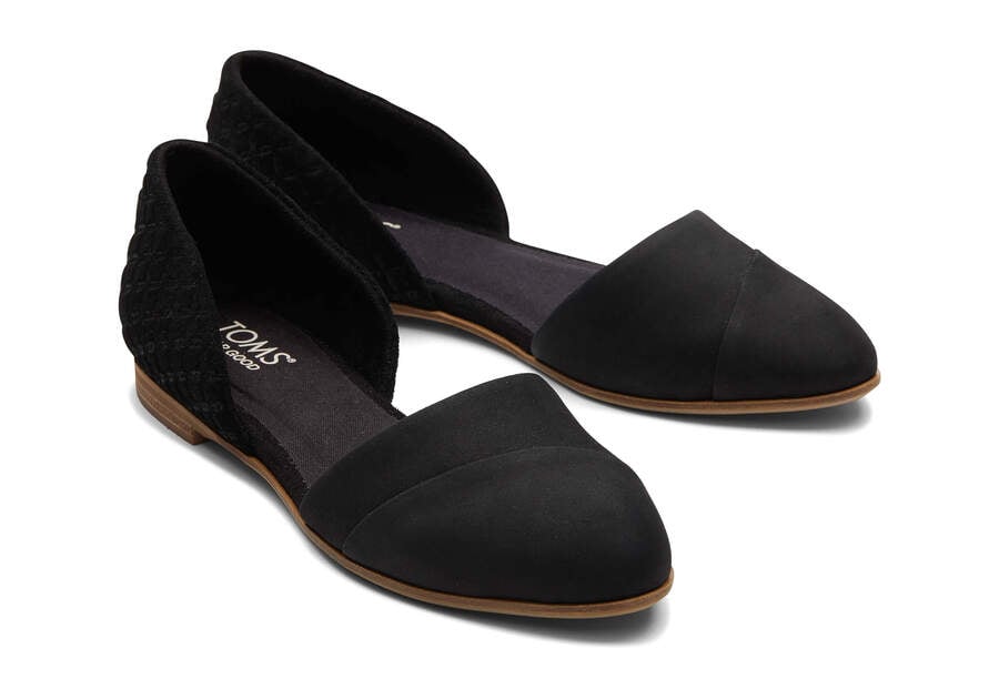Jutti D'Orsay Black Leather Flat Front View