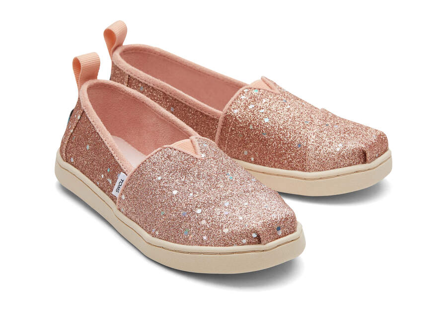Youth Alpargata Rose Gold Cosmic Glitter Kids Shoe Front View Opens in a modal