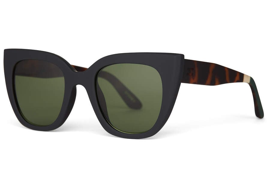 Sydney Black Tortoise Polarized Traveler Sunglasses Side View Opens in a modal