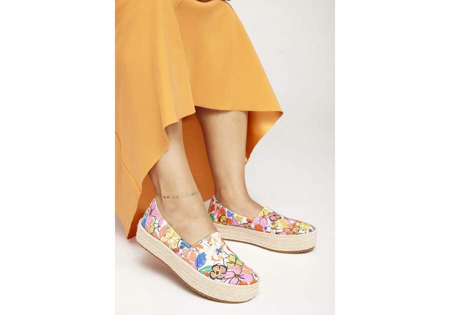 Valencia Painted Floral Platform Espadrille Additional View 1 Opens in a modal