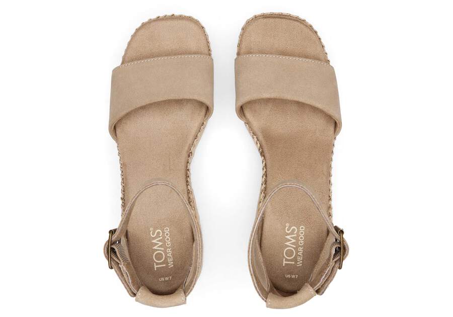 Laila Taupe Suede Platform Sandal Top View Opens in a modal