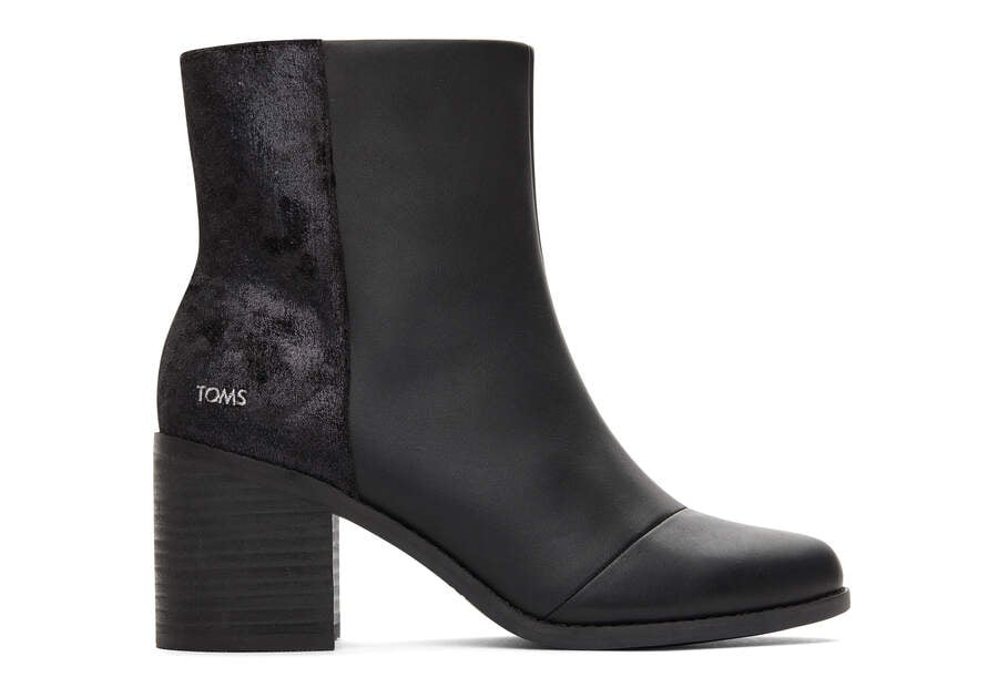 Evelyn Black Suede and Plush Foil Heeled Boot Side View Opens in a modal