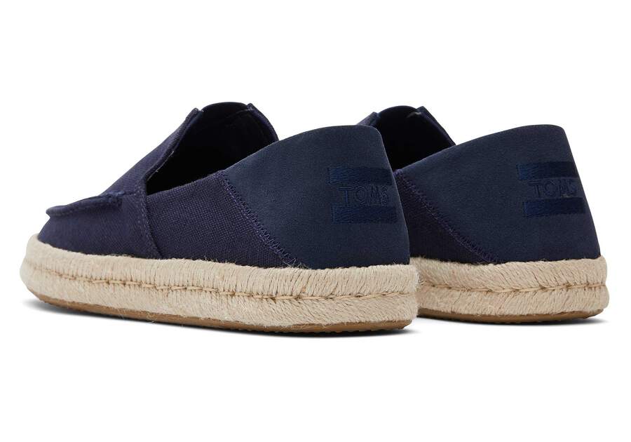 Alonso Navy Heritage Canvas Rope Loafer Back View Opens in a modal