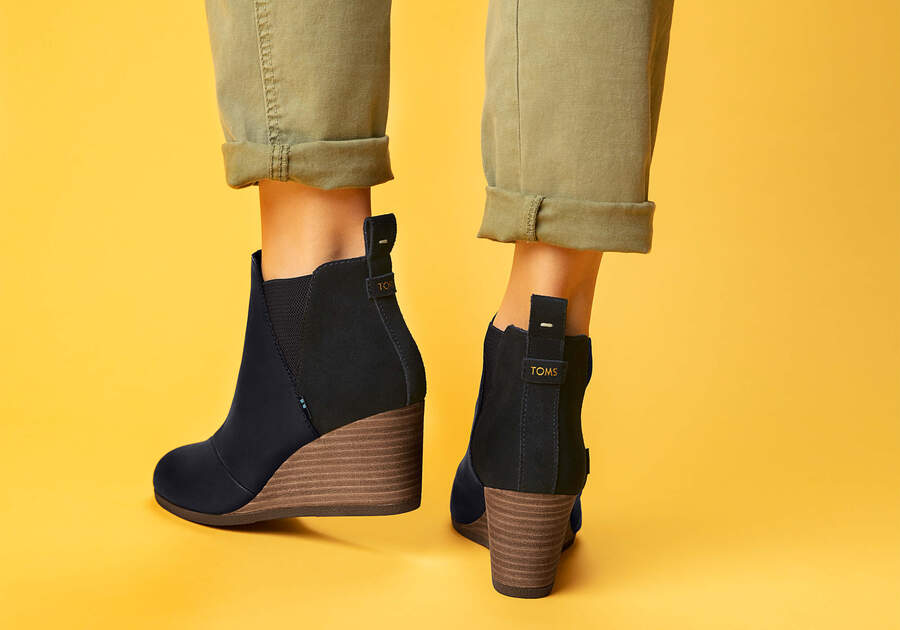 Black Leather and Suede Womens Kelsey Booties | TOMS