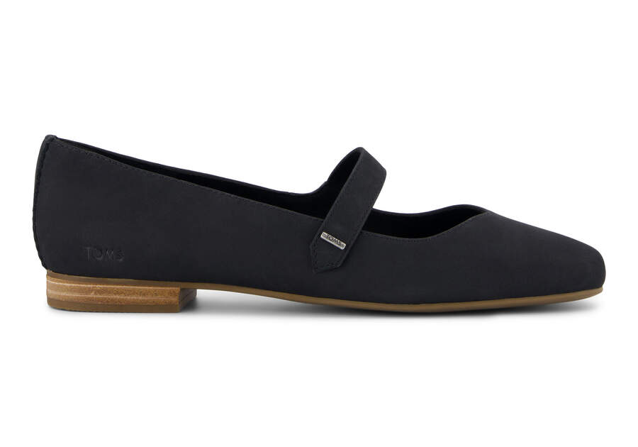 Bianca Black Leather Flat Side View Opens in a modal