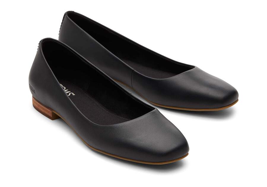 Briella Black Leather Flat Front View