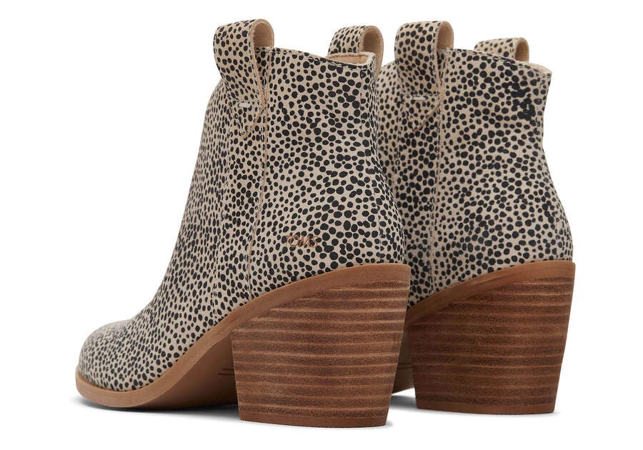 Constance Mini Cheetah Suede Heeled Boot Back View