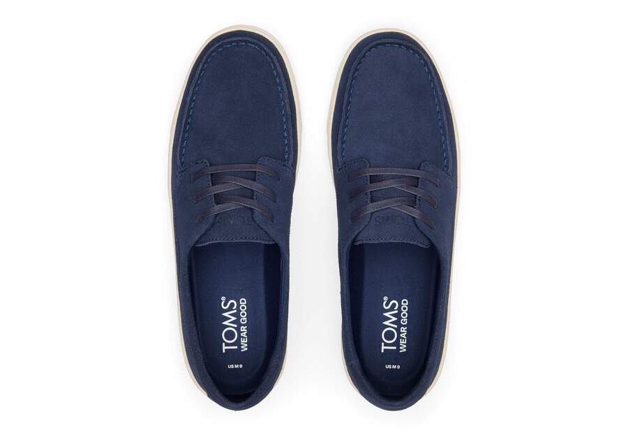 TRVL LITE London Navy Suede Loafer Top View Opens in a modal