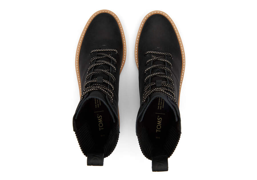 Frankie Black Water Resistant Lace-Up Boot Top View