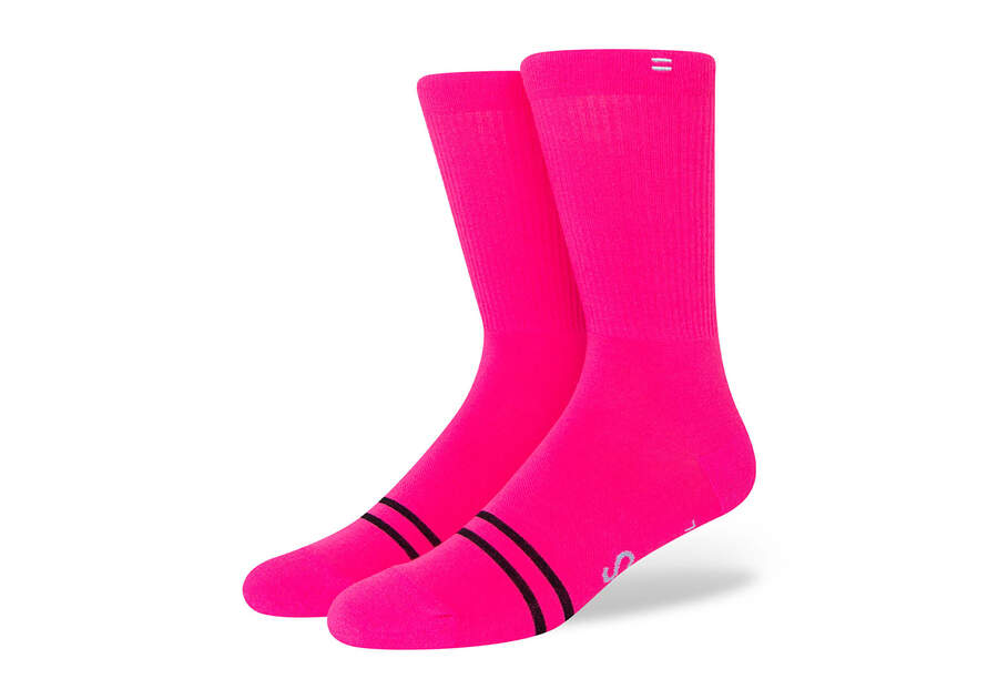 Light Cushioned Crew Socks Pink Stripes Additional View 3