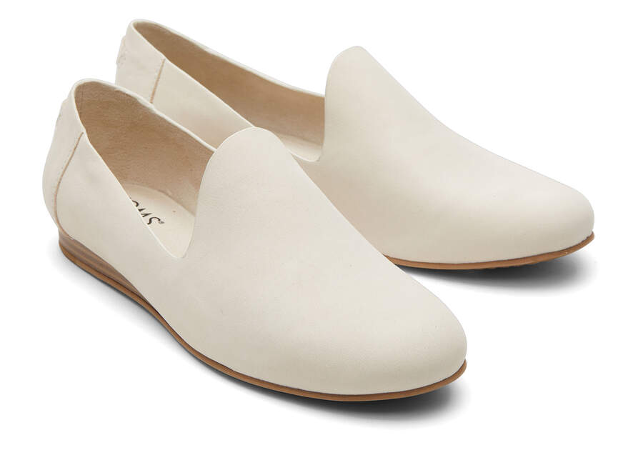 Womens Darcy Cream Leather Flat | TOMS