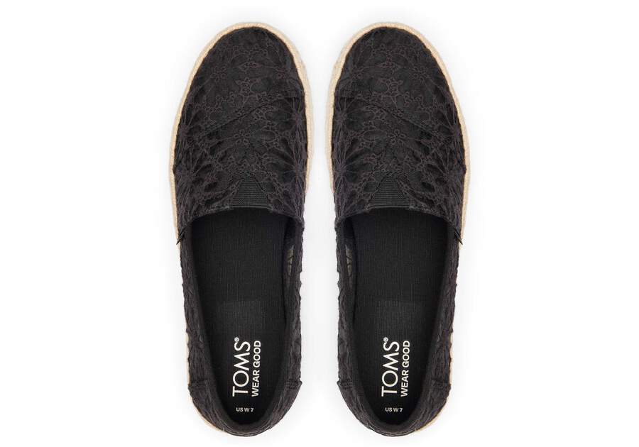Alpargata Rope 2.0 Black Floral Lace Espadrille Top View Opens in a modal