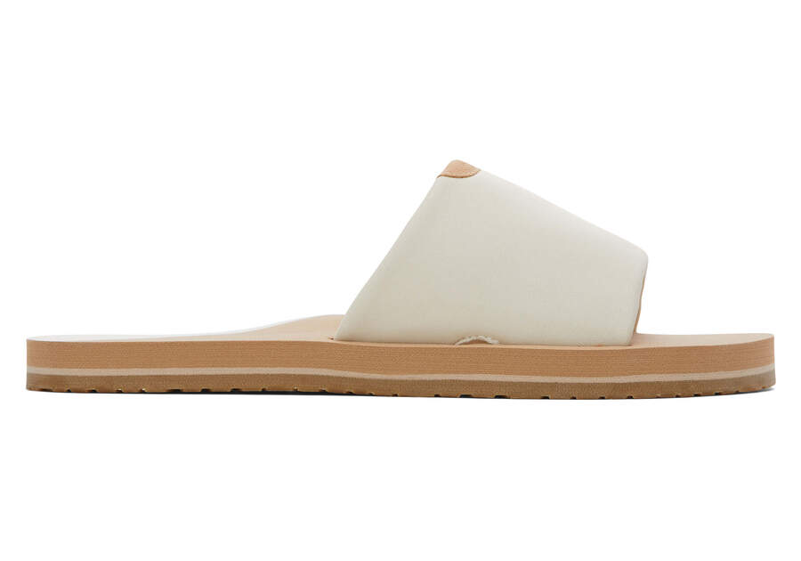 Carly White Jersey Slide Sandal Side View Opens in a modal